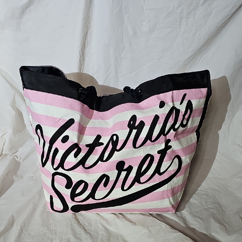 Victoria's Secret Pink, White Striped Tote New
